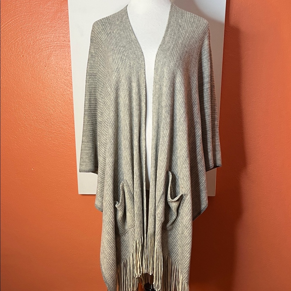 Gray Knit Kimono Cardigan